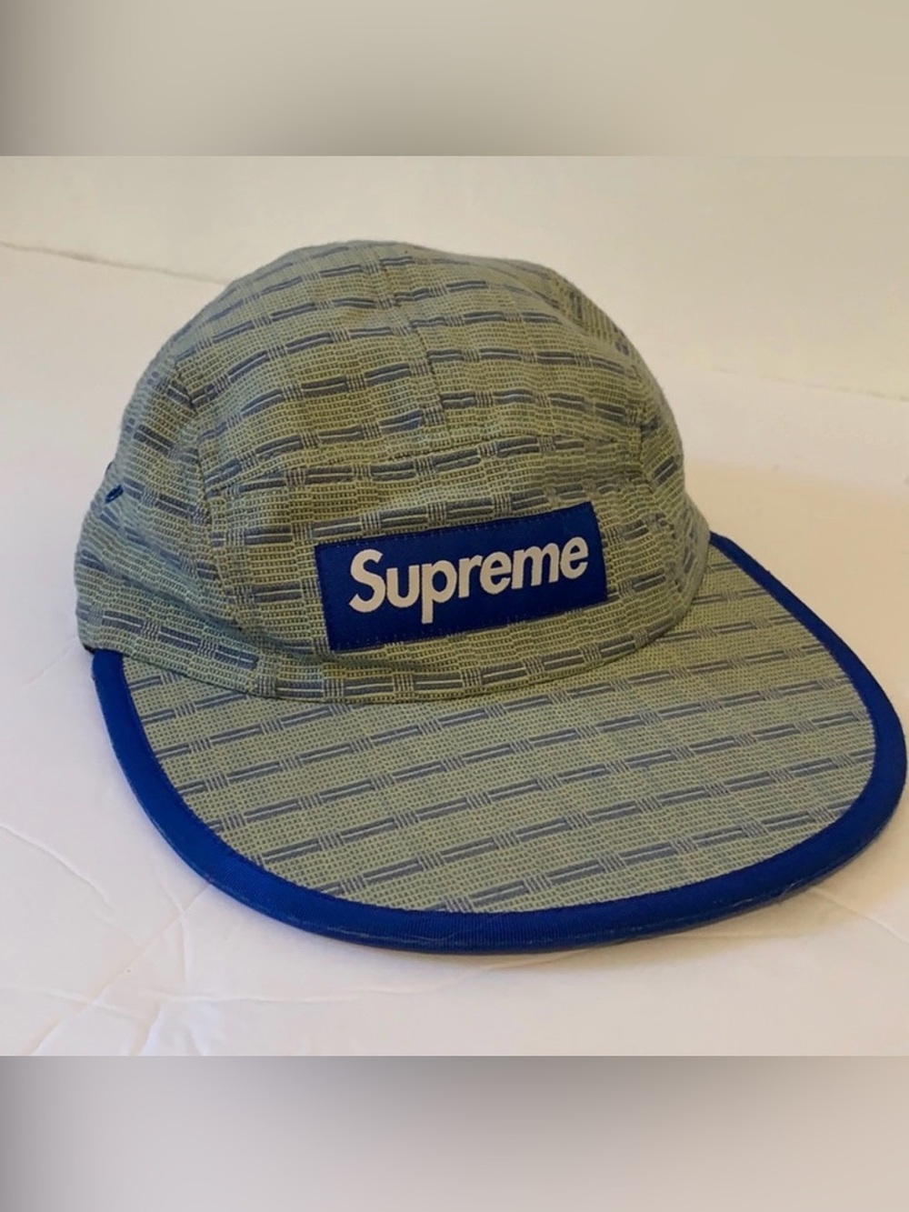 SUPREME NEPAL FITTED CAMP CAP BASESBALL HAT AUTHENTIC BLUE GREEN S/M RARE